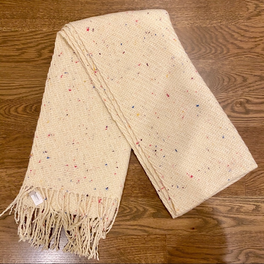 Loft - cream winter scarf with multi colored